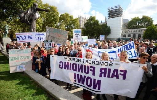 Heads march on Downing Street demanding extra cash for schools
