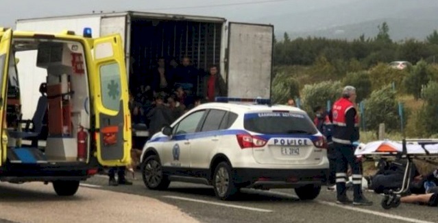 41 migrants discovered in a truck in Greece
